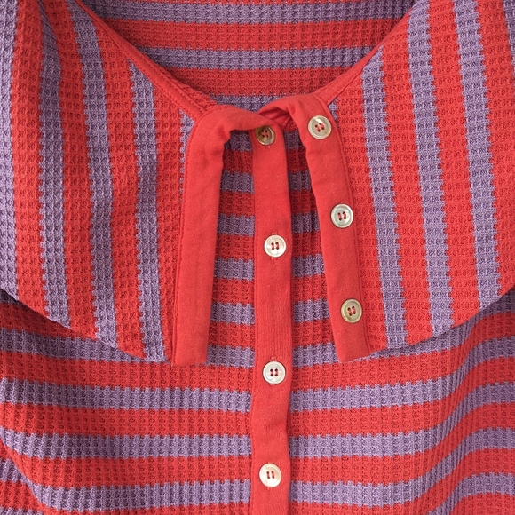 Soft Surroundings Petite Serene Striped Waffle Knit Top - Picture 5 of 9